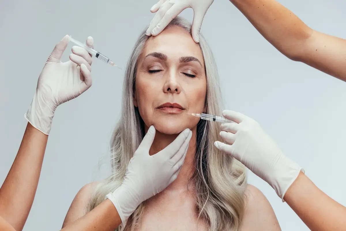 Botox injection relaxing facial muscles